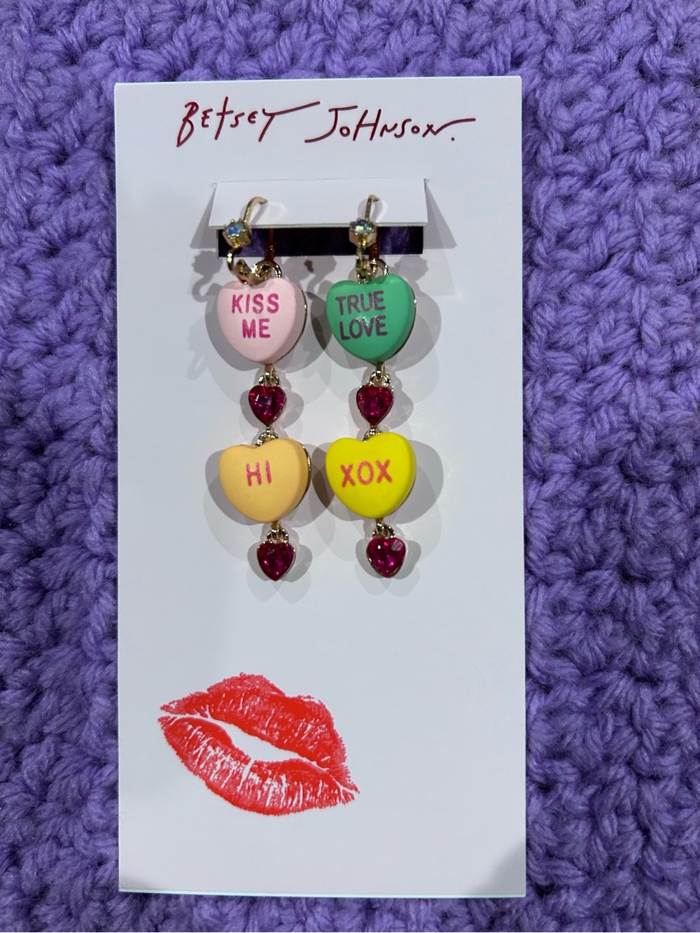 NWT Betsey Johnson Sweetheart Drop Earrings